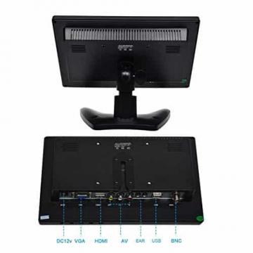 Toguard 10.1 Zoll IPS Bildschirm Color Ultradünn HD 1280*800 Video Monitor Display BNC/AV/HDMI/VGA/USB Video Input Kopfhörer Output Monitor, Bildschirm mit 175° Betrachtungswinkel, eingebauter Lautsprecher - 5